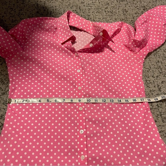 Lilly Pulitzer Pink & White Polka Dot Button Up Long Sleeve Blouse Size 6 - Picture 9 of 9